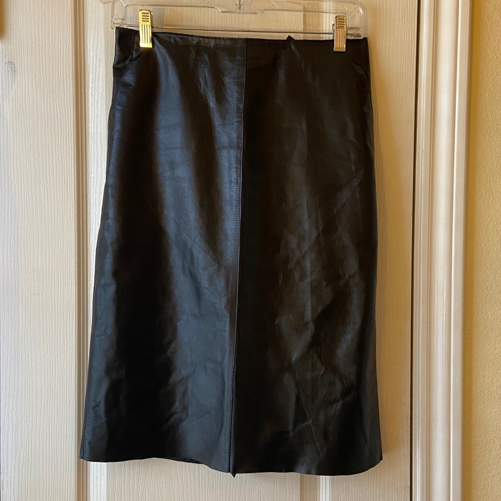 Kenneth Cole Black leather pencil skirt
